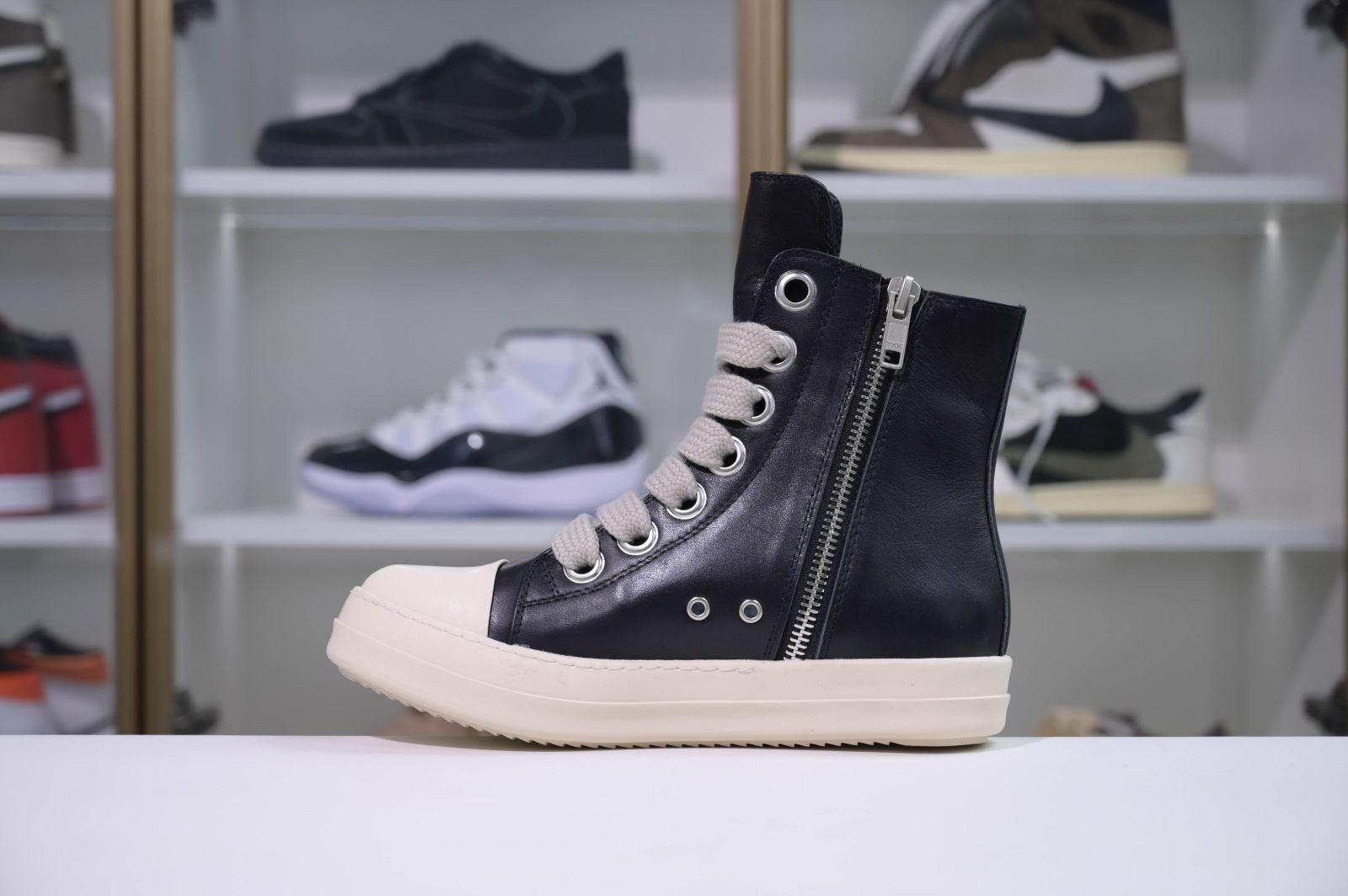 Rick Owens Jumbo Laced High Black Milk Leather