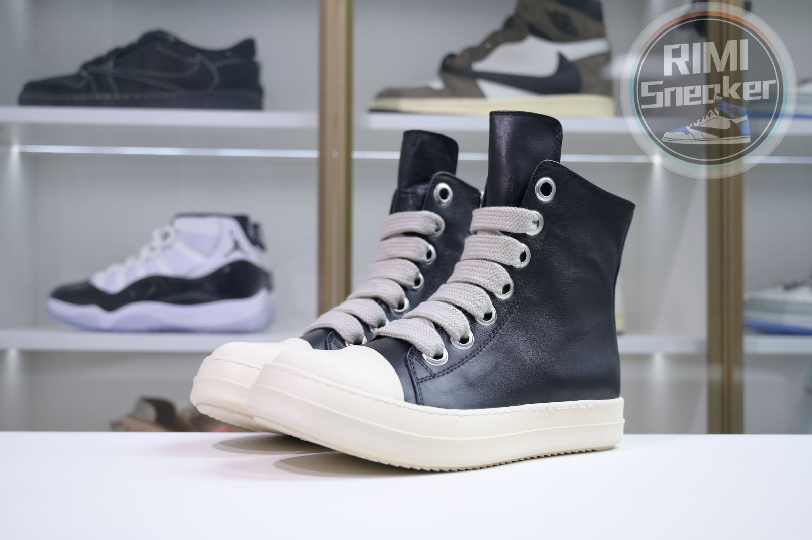 Rick Owens Jumbo Laced High Black Milk Leather