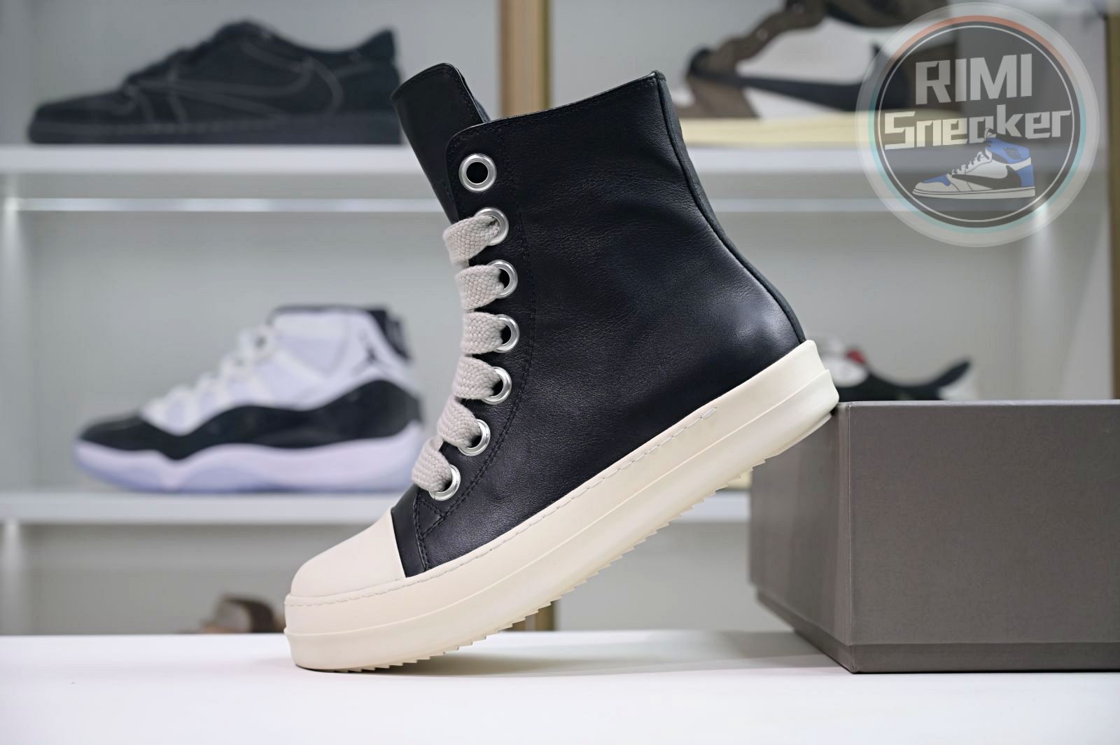 Rick Owens Jumbo Laced High Black Milk Leather