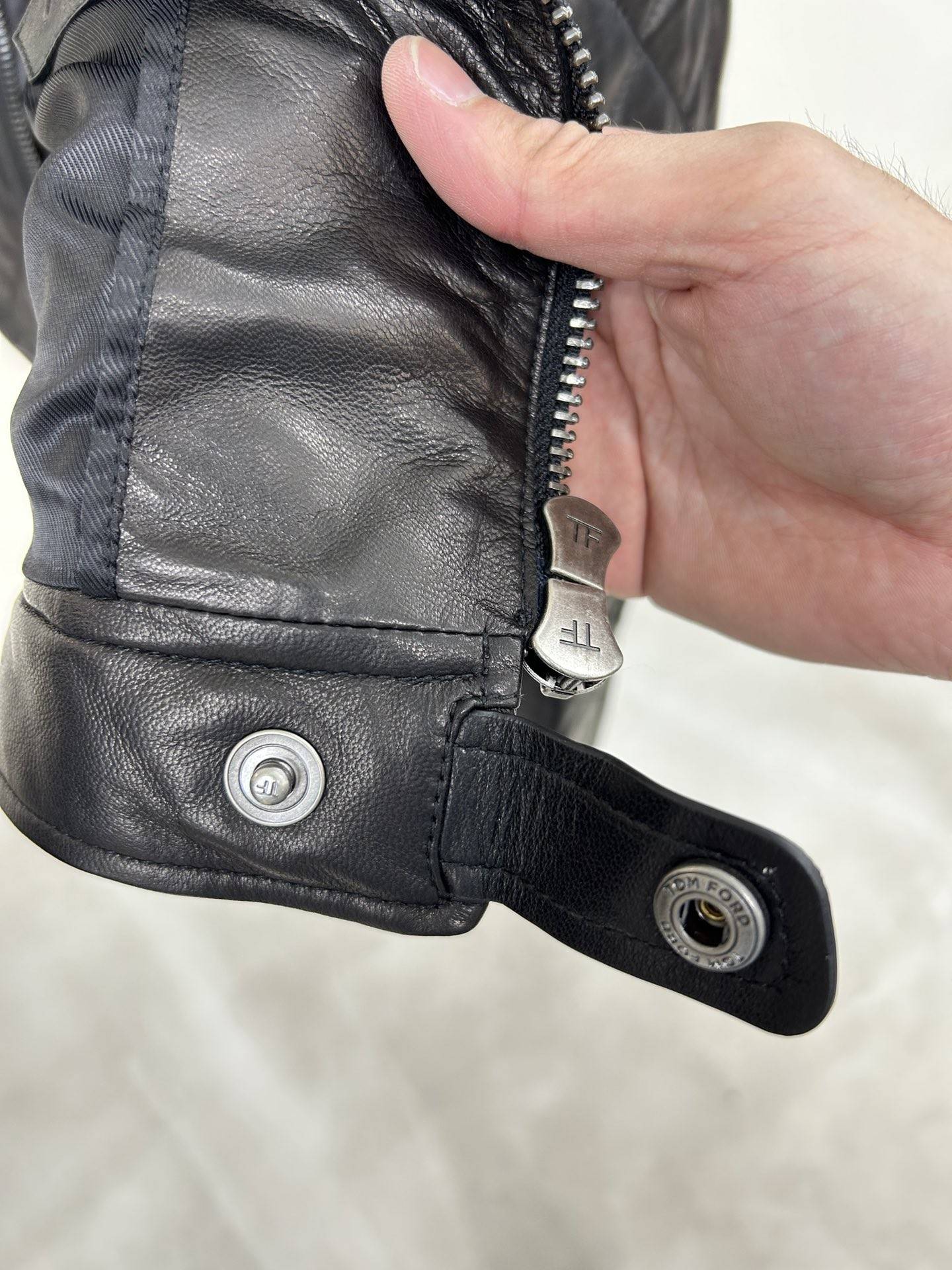 Tom Ford 23 catwalk style slim stand collar leather jacket