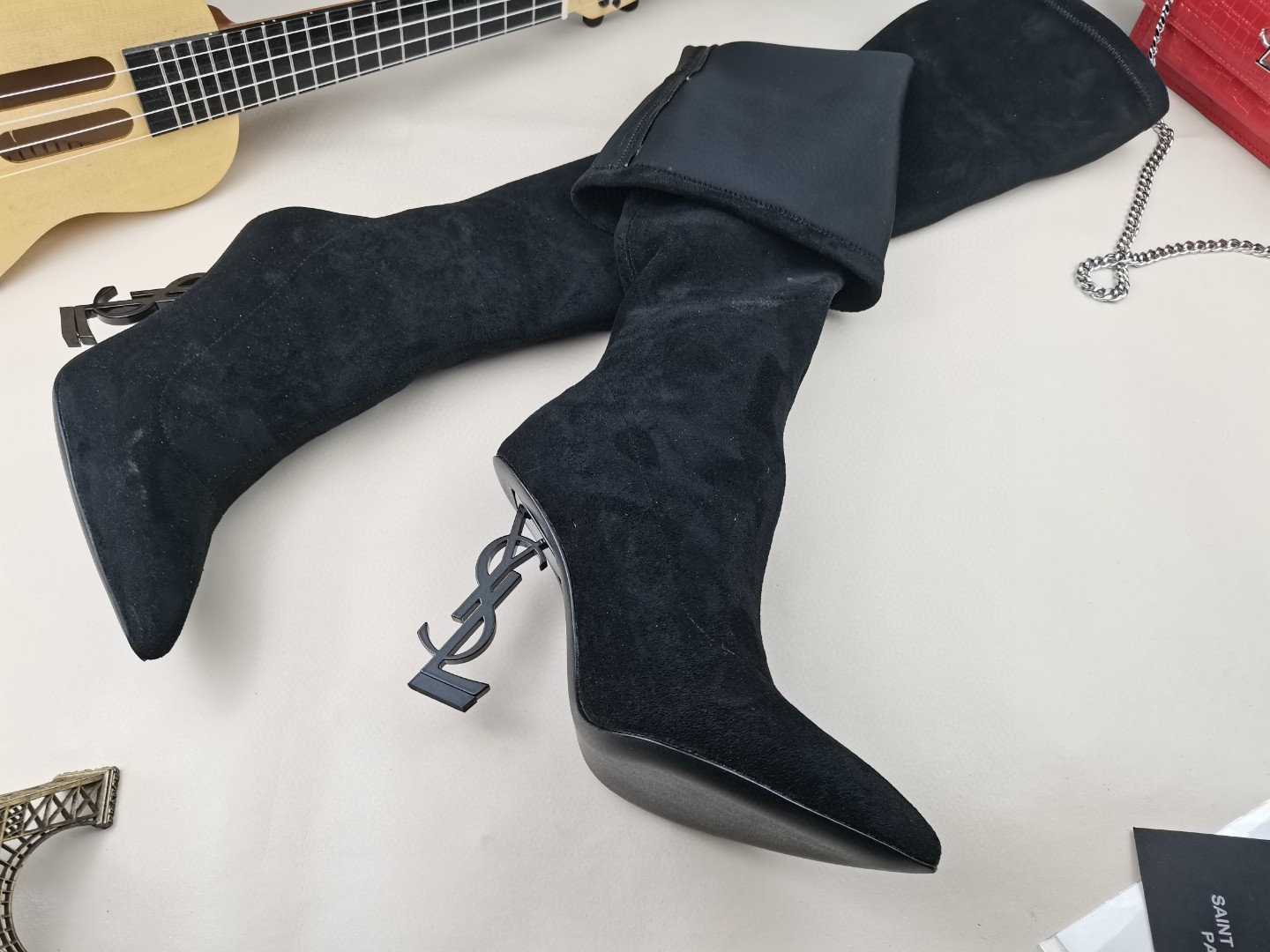 YSL classic letter metal heel 22-inch boots, elastic boots Heel height: 10.5CM Size: 35-42 (41.42 custom-made, no return or exchange)