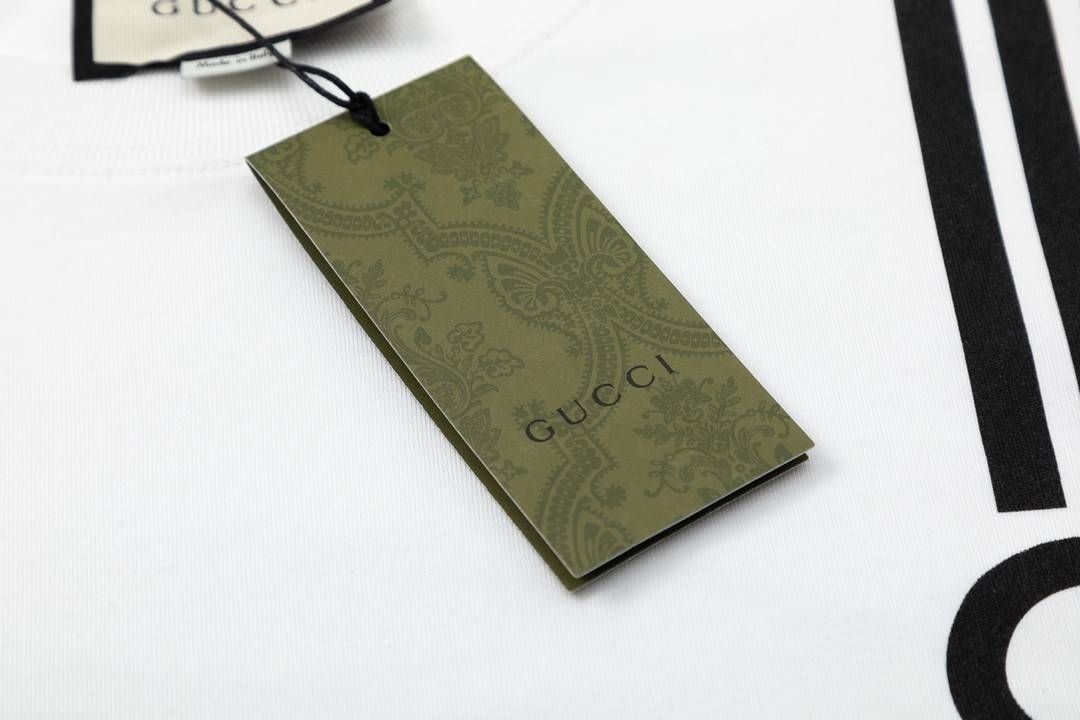 G*u*i  23ss double g vertical stripe foam printed t-shirt