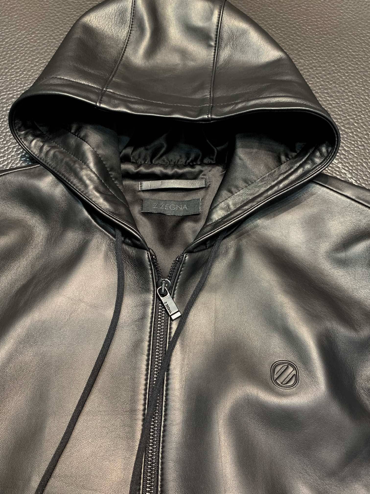 Zegna hooded leather jacket