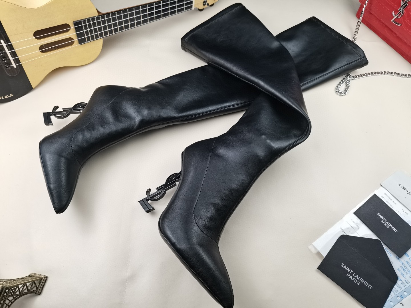 YSL classic letter metal heel 22-inch boots, elastic boots Heel height: 10.5CM Size: 35-42 (41.42 custom-made, no return or exchange)