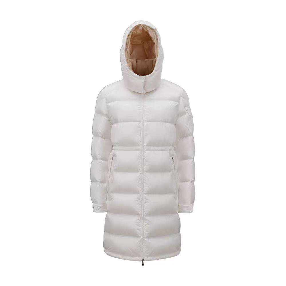 Moncler long wide down jacket for women-White