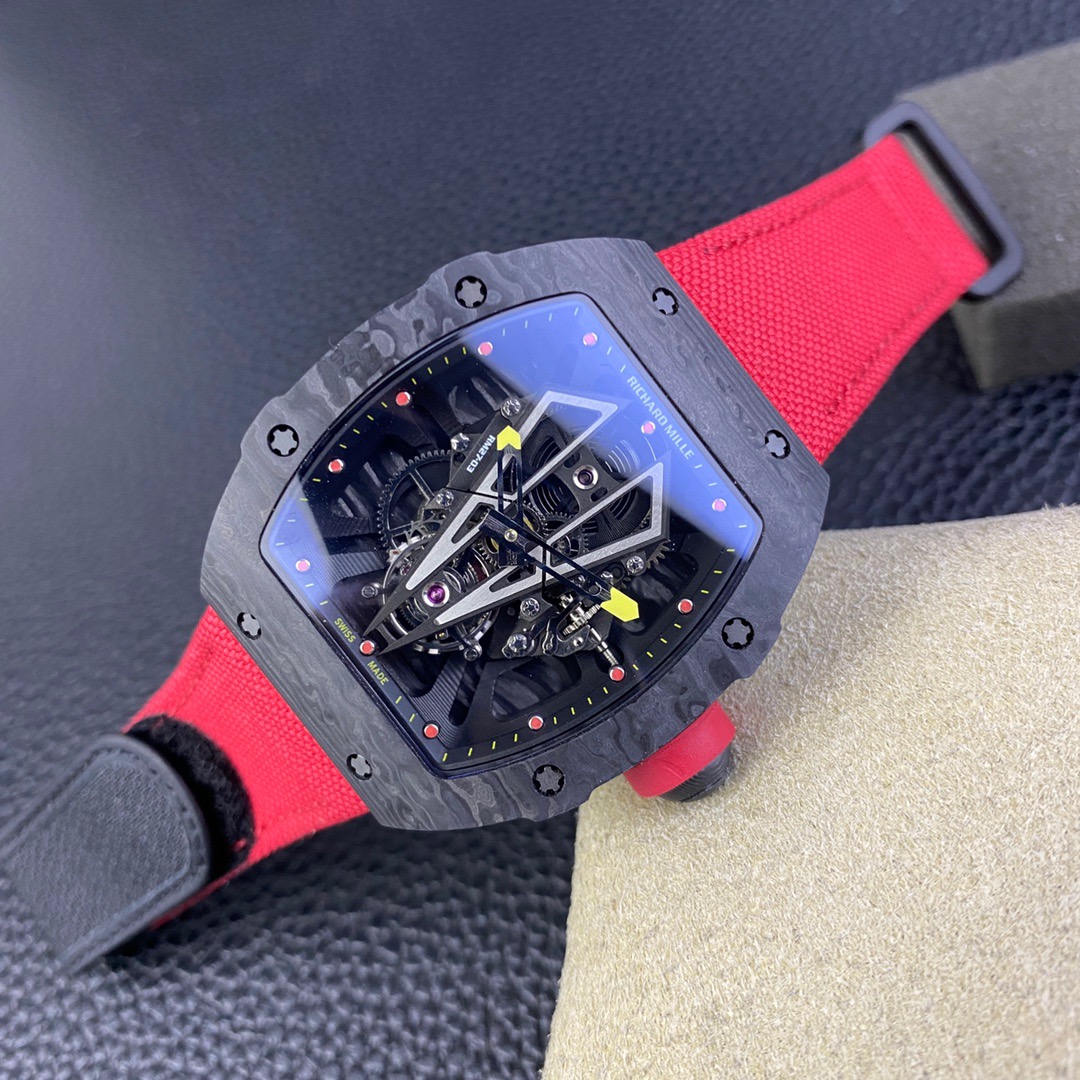 Richard Miller Tourbillon watch has invested heavily in the RM27-03 Tourbillon movement, which is integrated with the NTPT carbon fiber case to create the lightest Tourbillon watch in the industry.