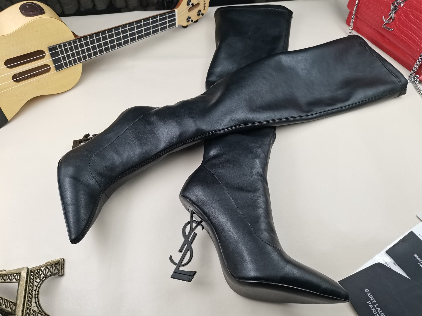 YSL classic letter metal heel 22-inch boots, elastic boots Heel height: 10.5CM Size: 35-42 (41.42 custom-made, no return or exchange)