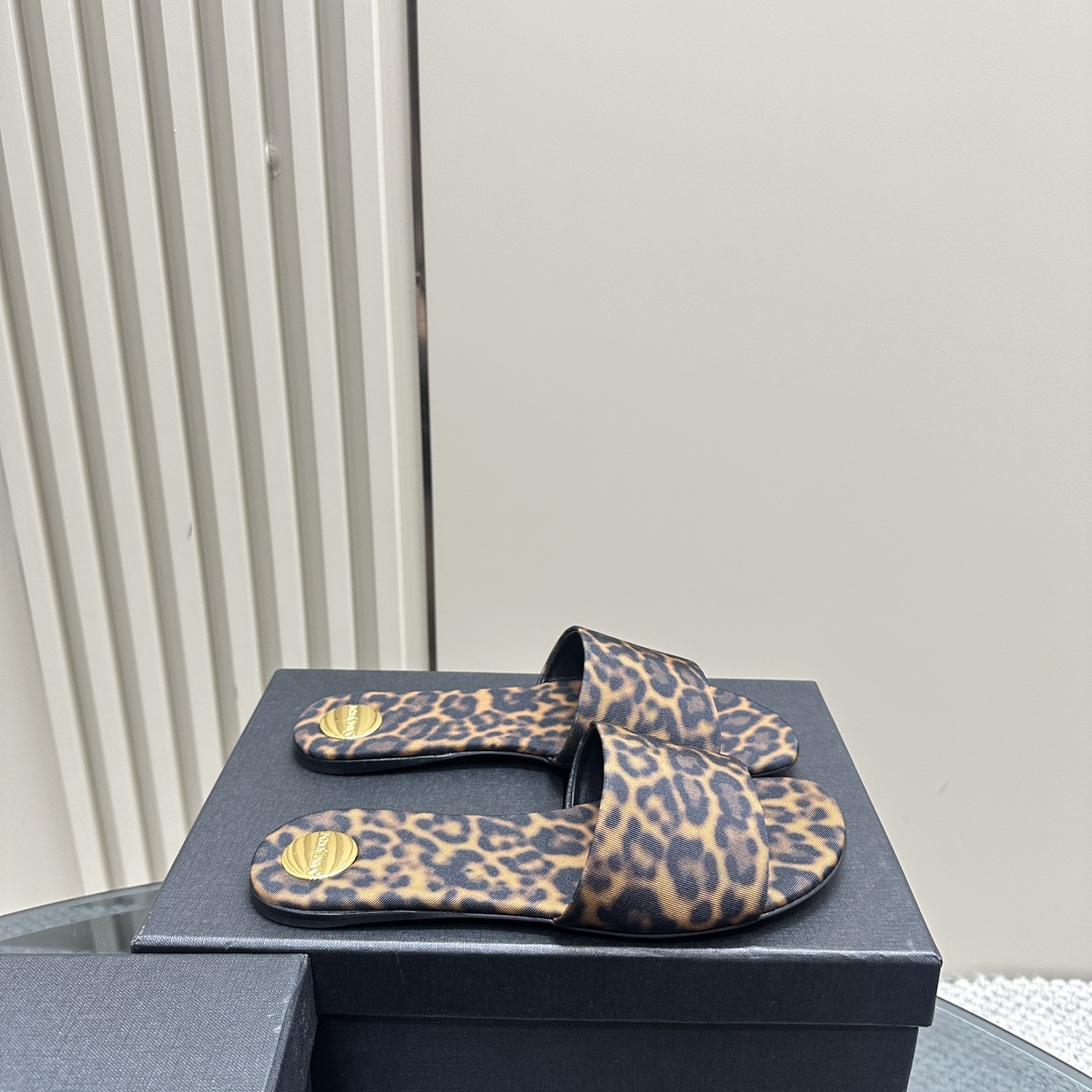 YSL pointed open-toe high heels leopard slippers: 10.5CM size: 35-42 (41.42 custom-made, no return or exchange)