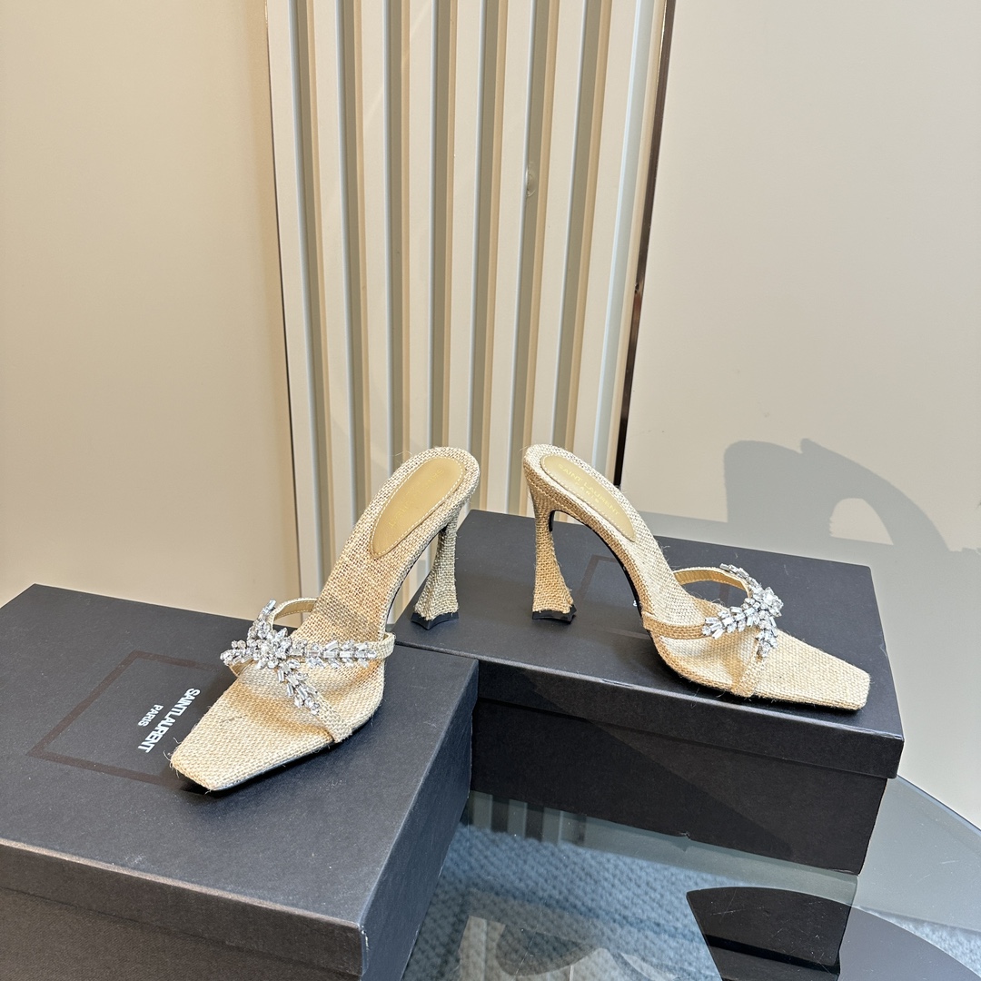 YSL 25ss/Spring and Summer New Runway Style Large Rhinestone High Heels Heel Height: 10.5cm Sandals Size: 35-39 (40 can be customized and not returned)