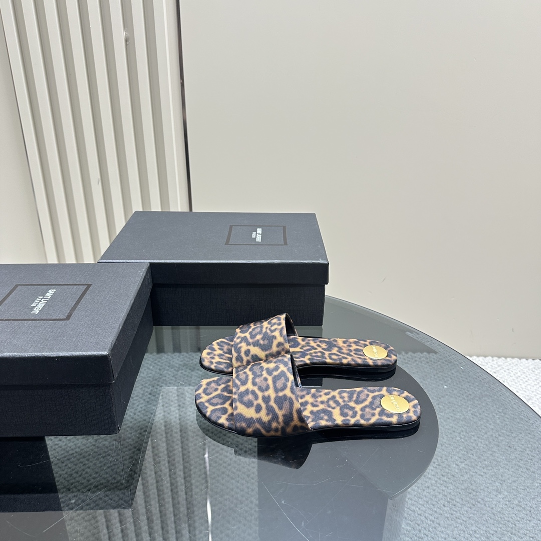 YSL pointed open-toe high heels leopard slippers: 10.5CM size: 35-42 (41.42 custom-made, no return or exchange)