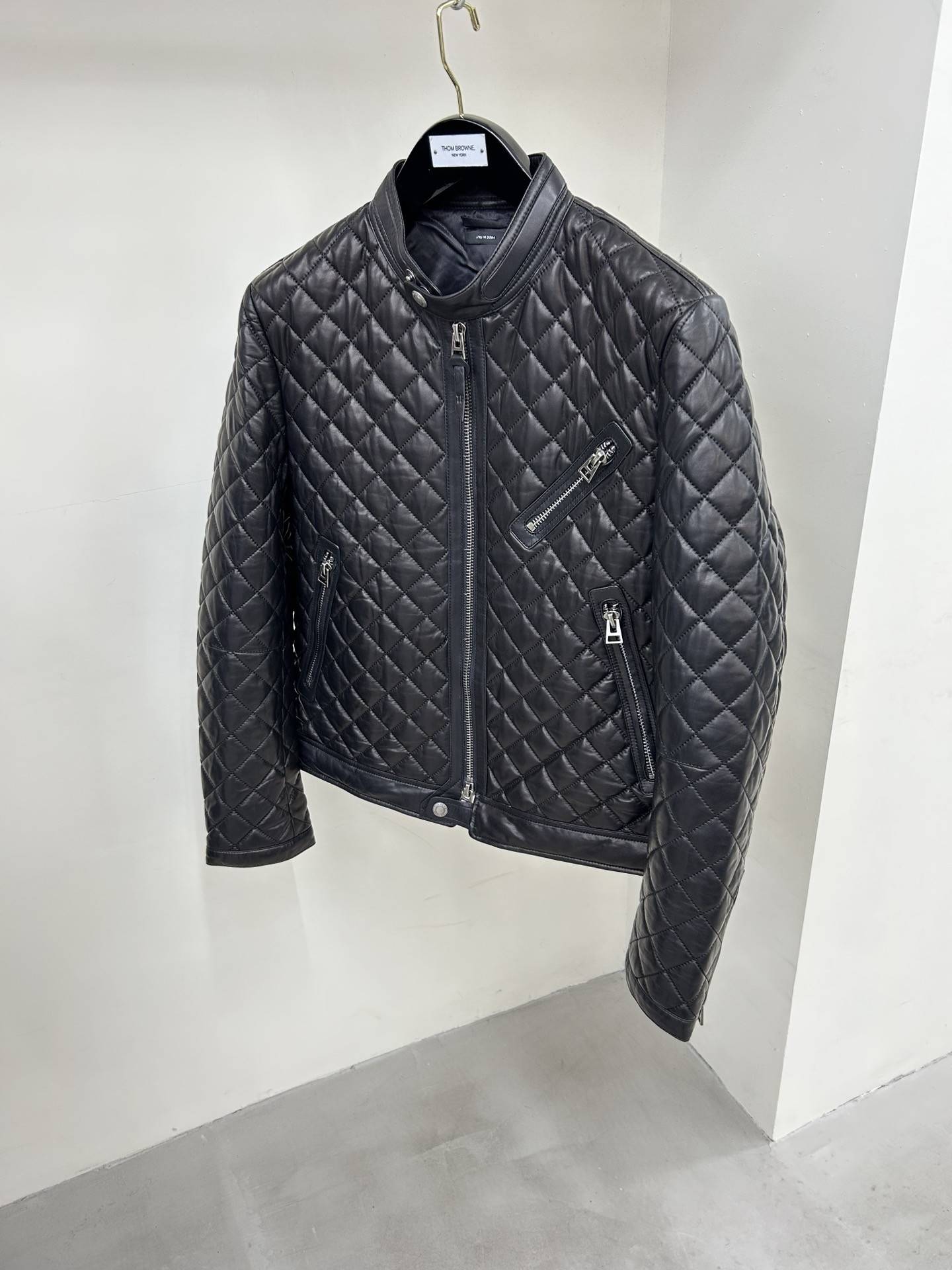 Tom Ford 23 catwalk style slim stand collar leather jacket