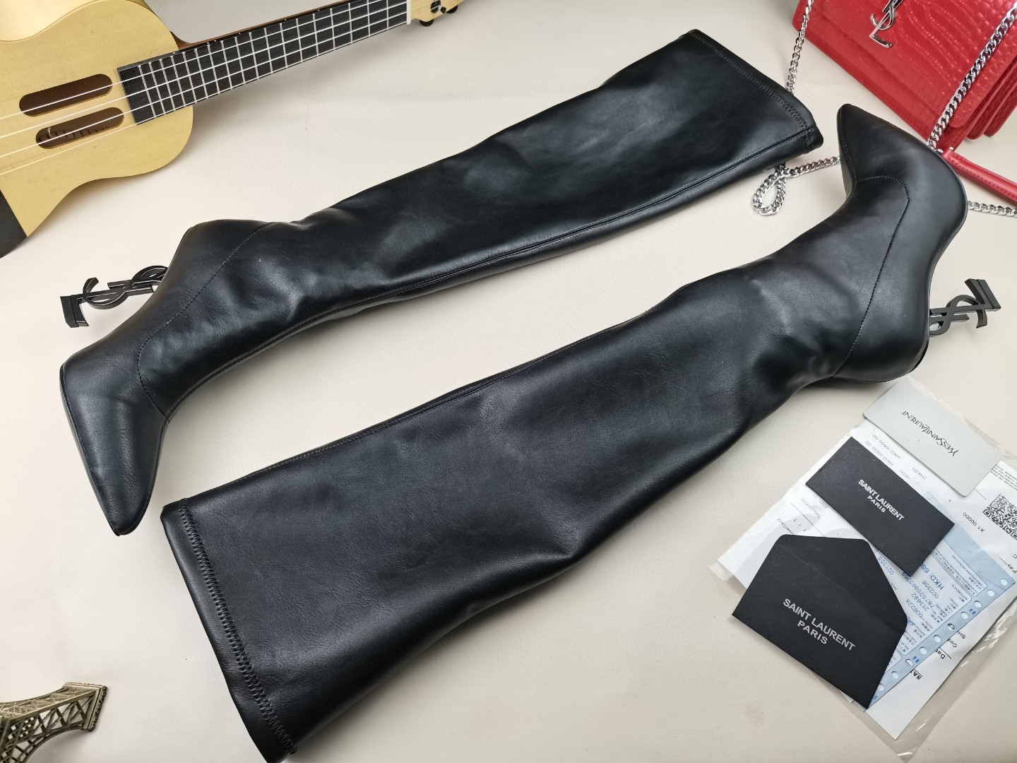 YSL classic letter metal heel 22-inch boots, elastic boots Heel height: 10.5CM Size: 35-42 (41.42 custom-made, no return or exchange)