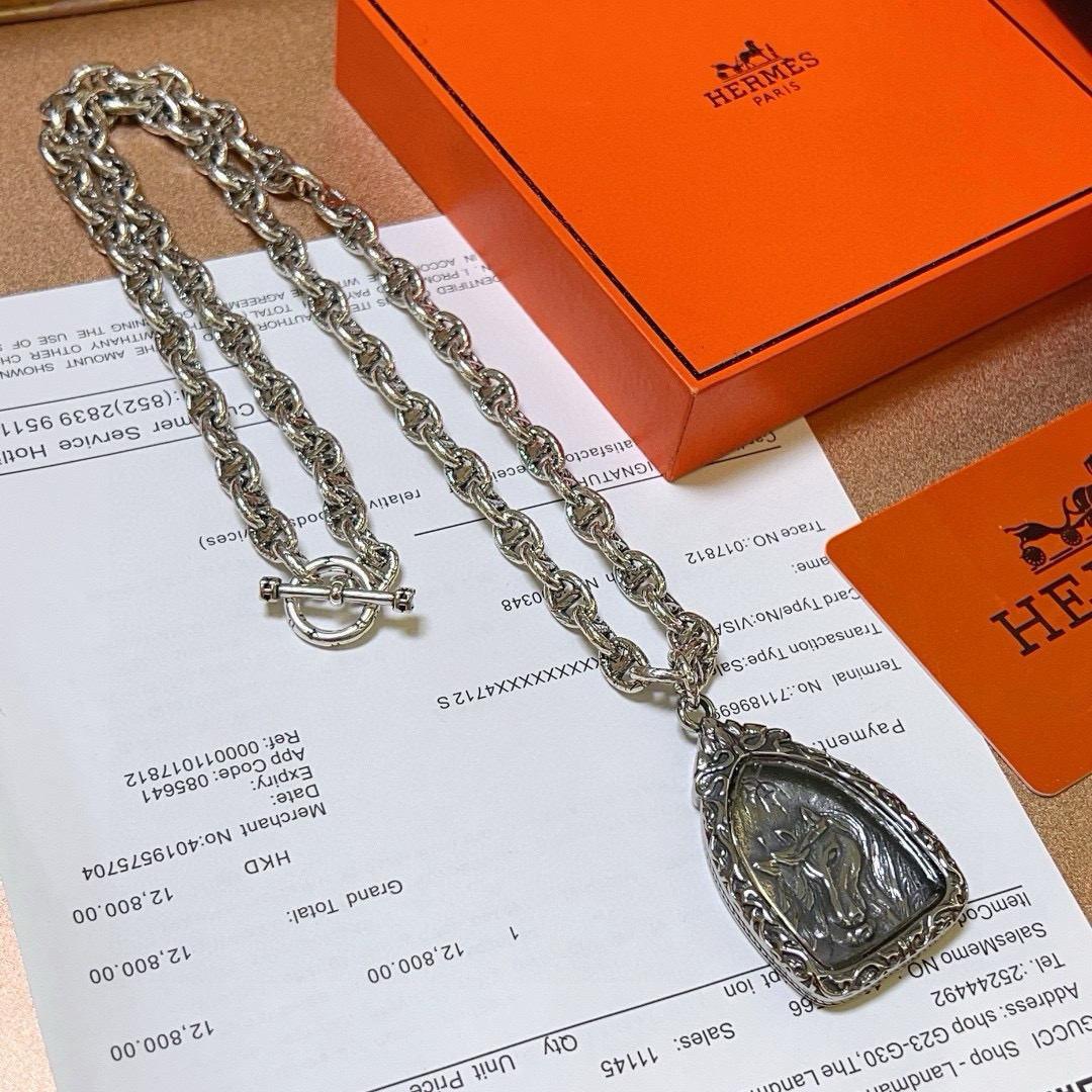 Hermès necklace, Hermès necklace series jewelry, imported and customized. High-end chain, classic match, a must-have for men and women!