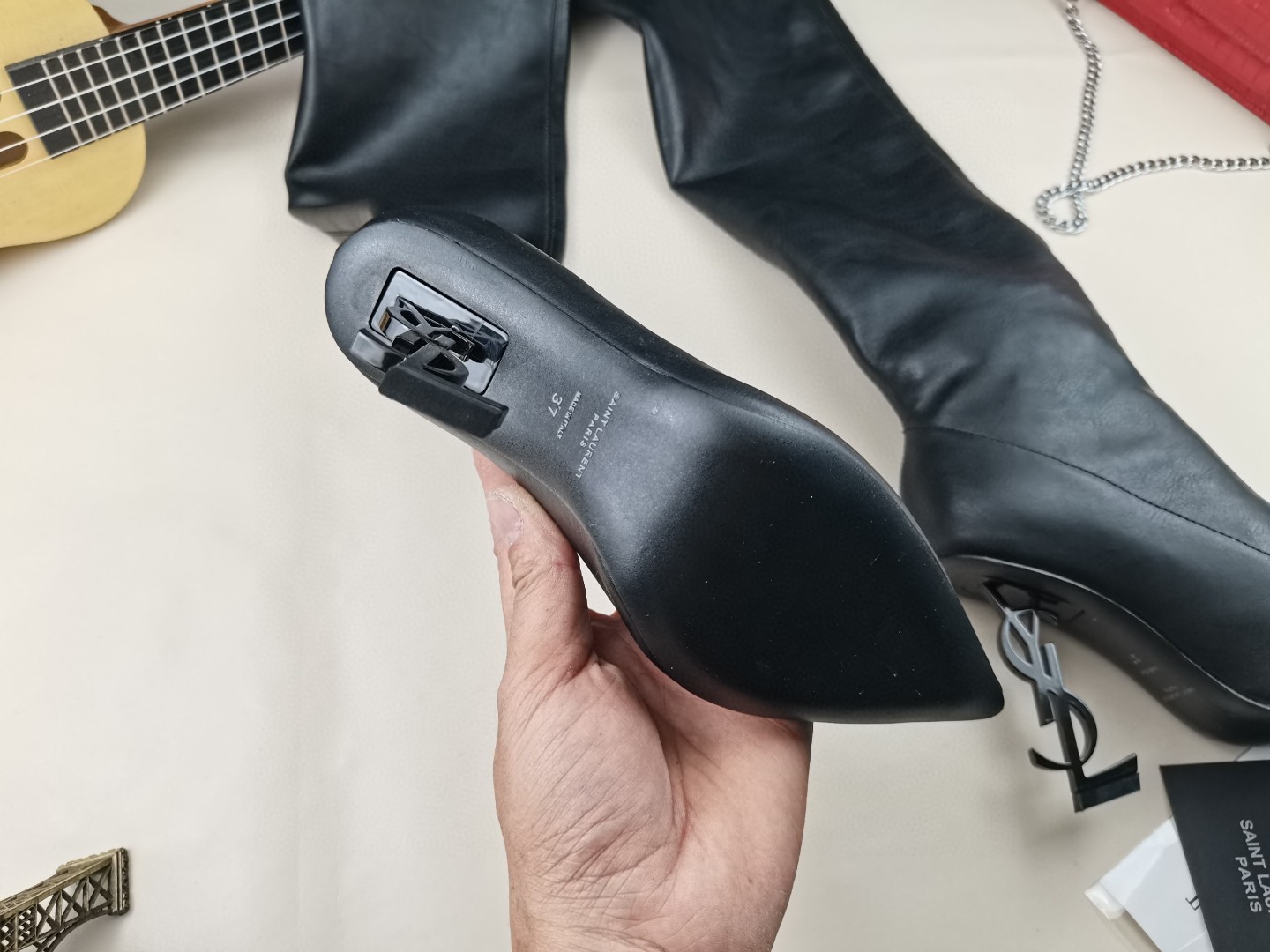 YSL classic letter metal heel 22-inch boots, elastic boots Heel height: 10.5CM Size: 35-42 (41.42 custom-made, no return or exchange)