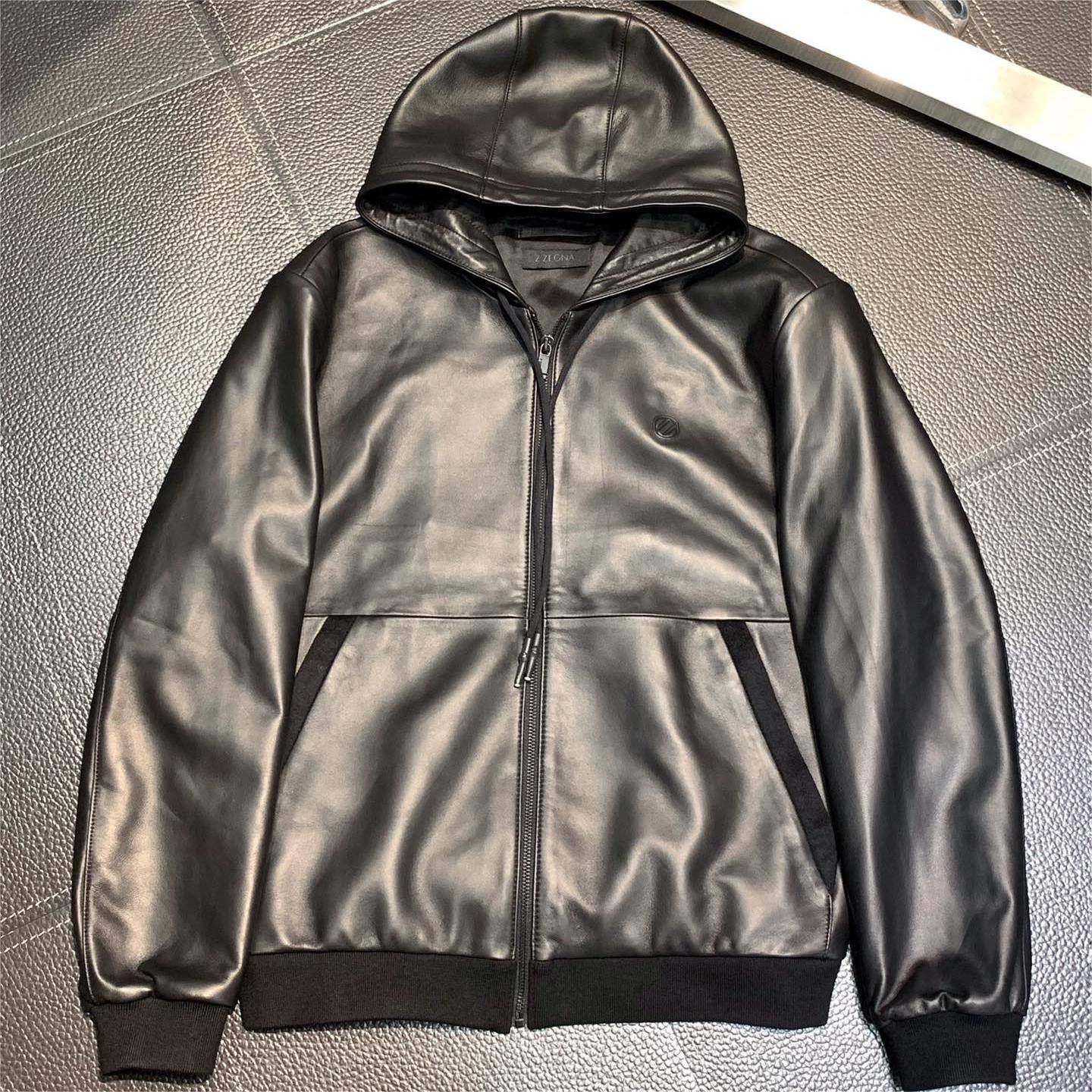 Zegna hooded leather jacket