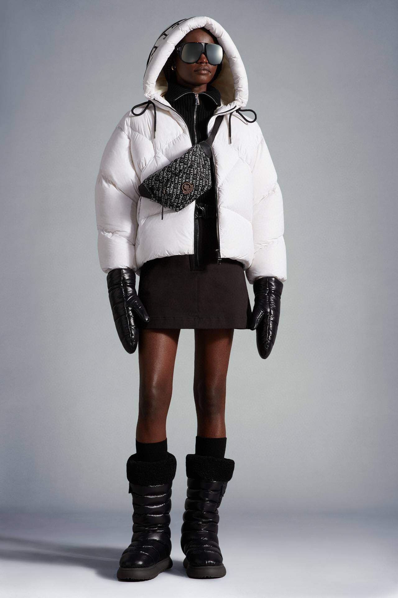 Moncler Women''s hooded lettered down jacket
