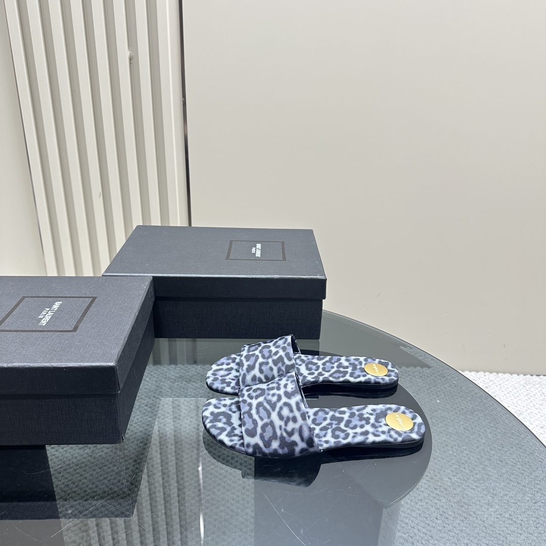 YSL pointed open-toe high heels leopard slippers: 10.5CM size: 35-42 (41.42 custom-made, no return or exchange)