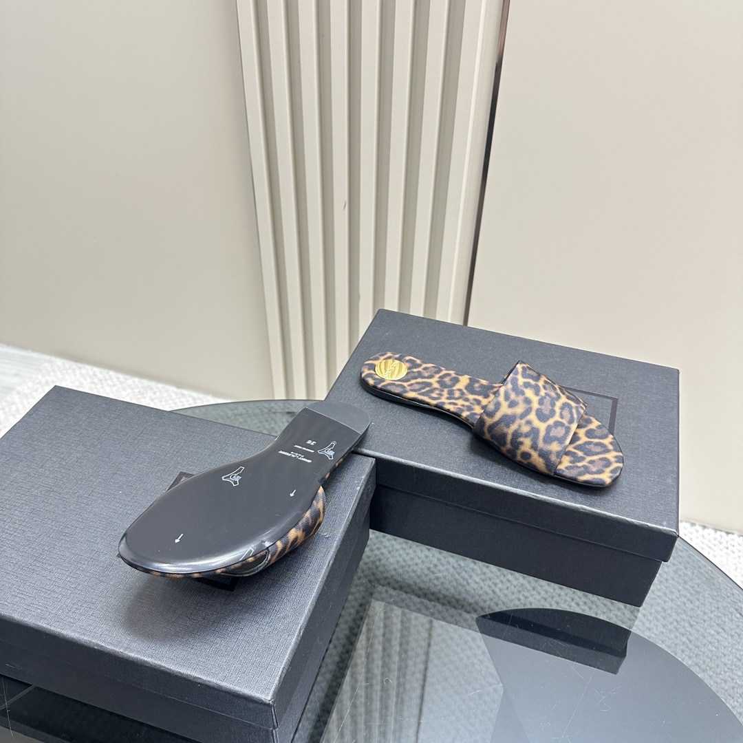 YSL pointed open-toe high heels leopard slippers: 10.5CM size: 35-42 (41.42 custom-made, no return or exchange)