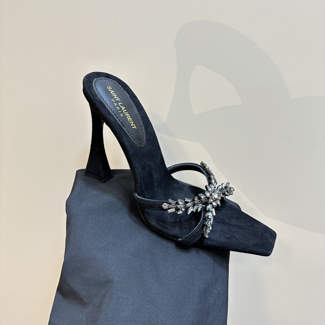 YSL 25ss/Spring and Summer New Runway Style Large Rhinestone High Heels Heel Height: 10.5cm Sandals Size: 35-39 (40 can be customized and not returned)