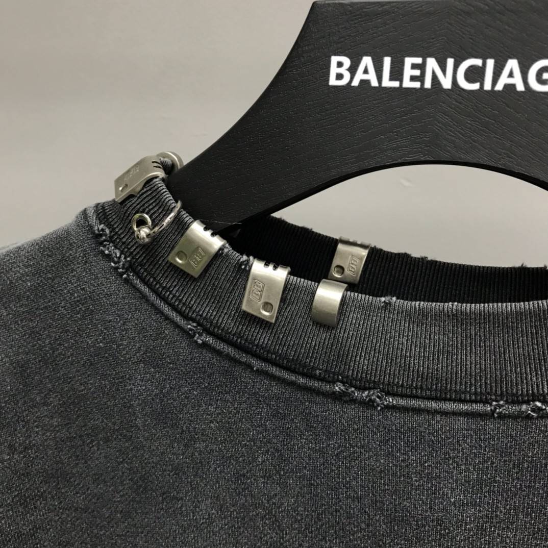 Balenciaga neckline hardware perforated hoodie
