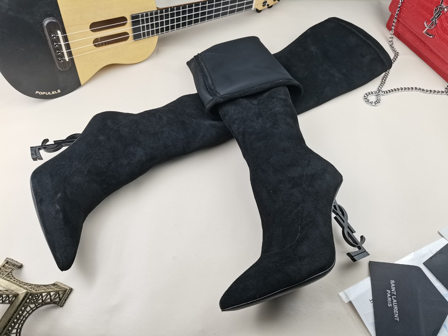 YSL classic letter metal heel 22-inch boots, elastic boots Heel height: 10.5CM Size: 35-42 (41.42 custom-made, no return or exchange)