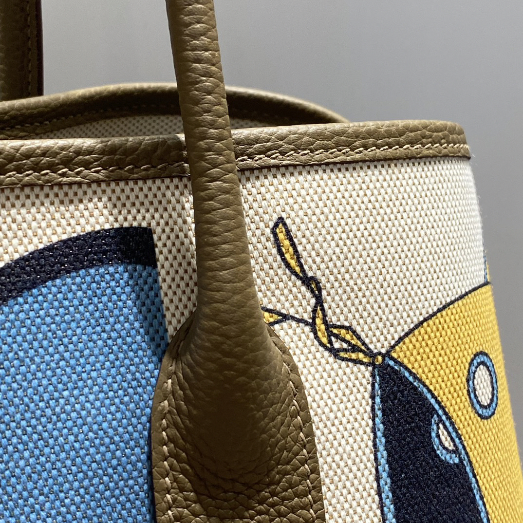 Hermes painted graffiti French fjord imported original cowhide wax thread sewing master craft painted canvas 36*30cm