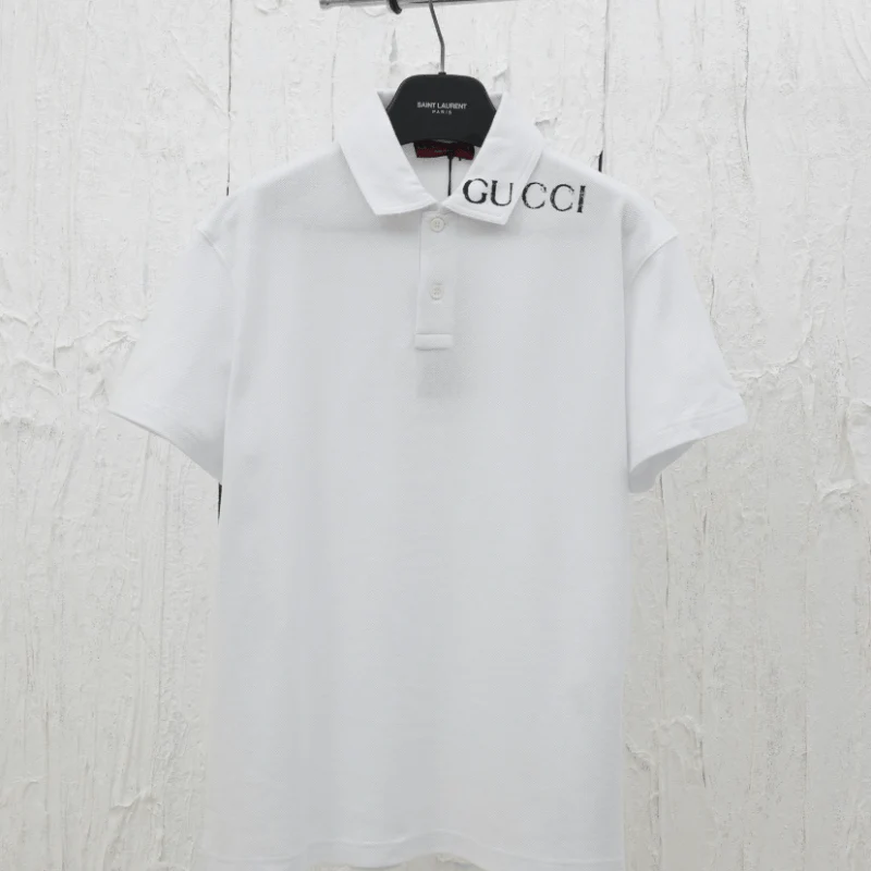 Chic Overlapping Print Polo Shirt