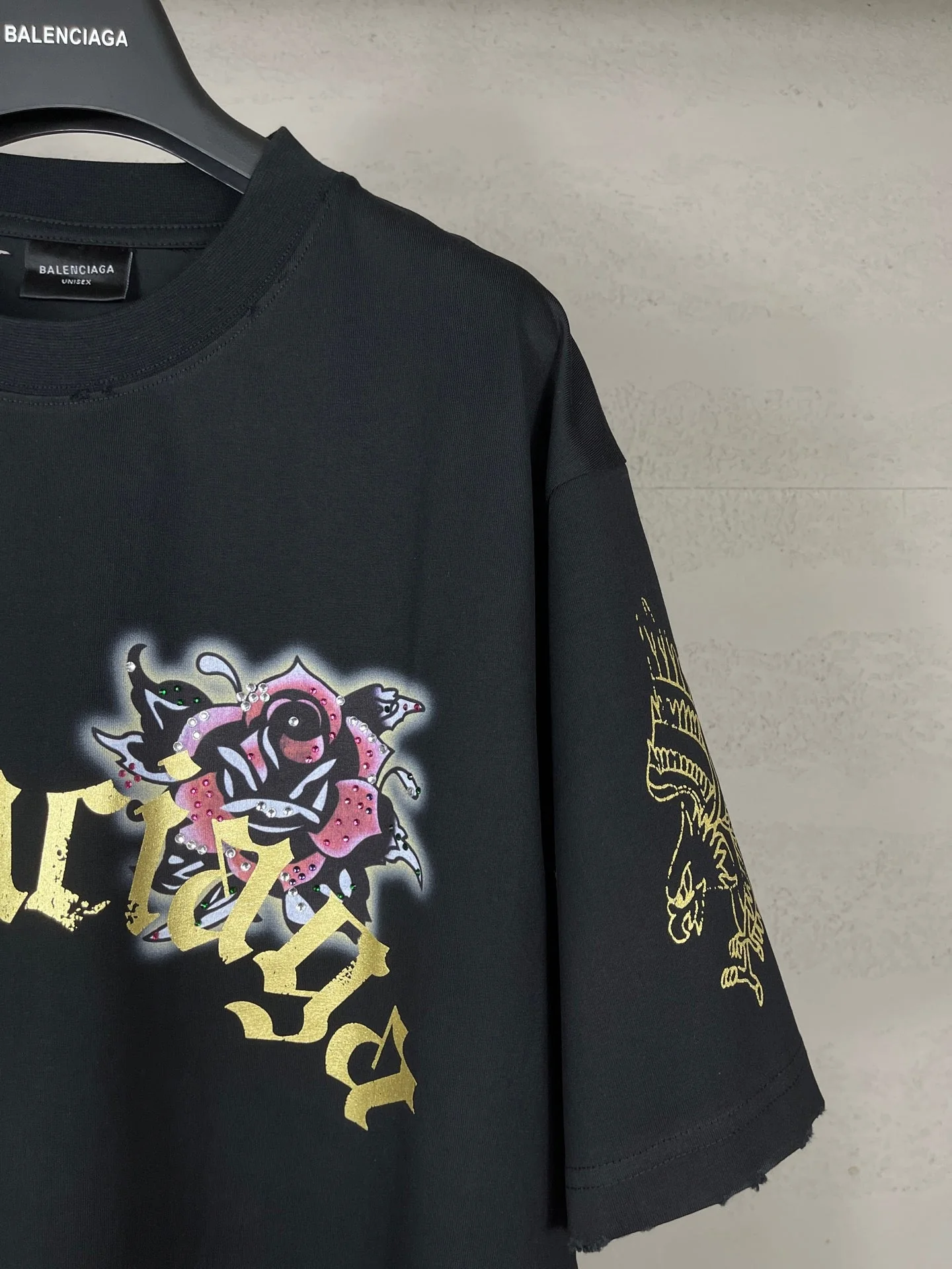 Front & Back Rhinestone Destroyed T-Shirt