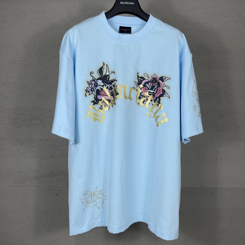 Front & Back Rhinestone Destroyed T-Shirt