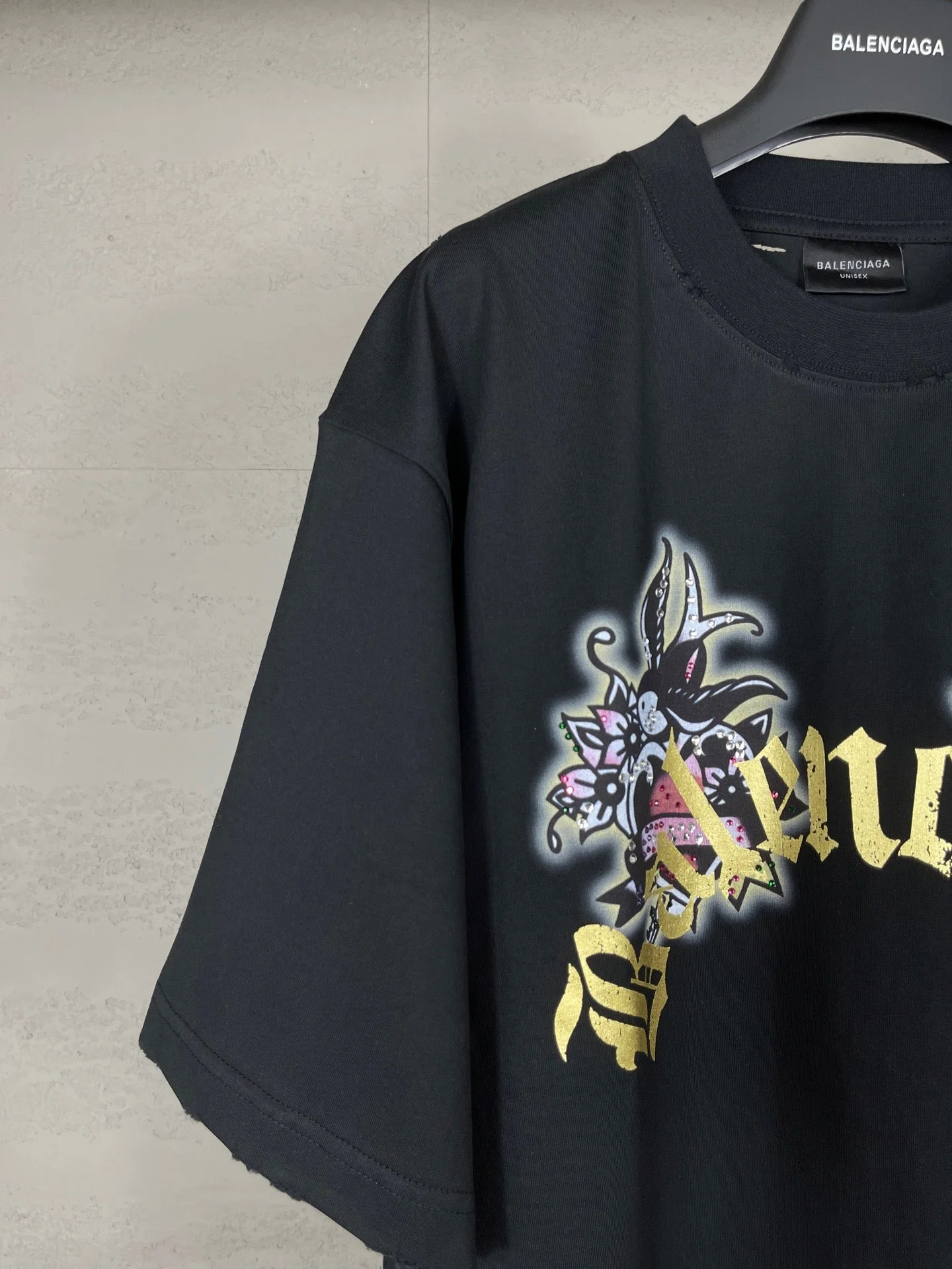 Front & Back Rhinestone Destroyed T-Shirt