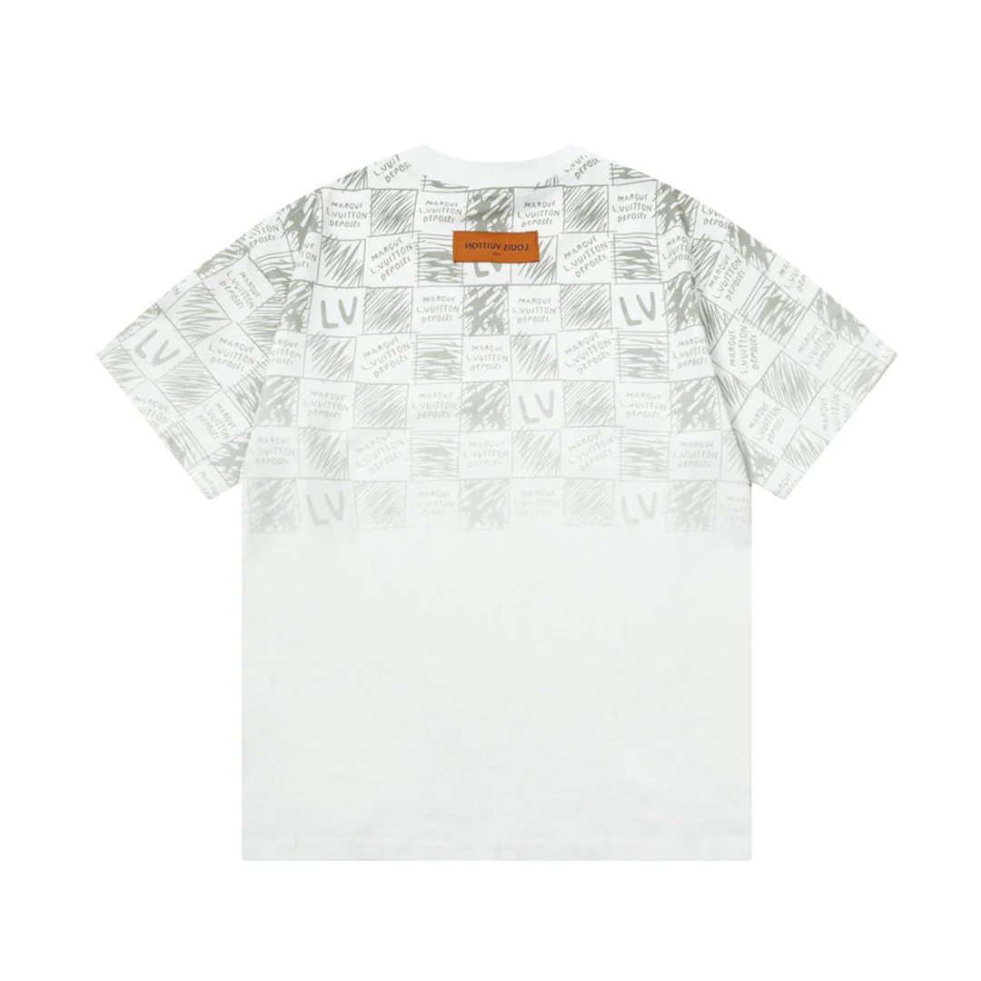 Checkerboard Letter Print T-shirt