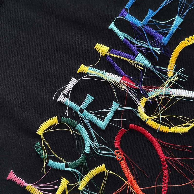 Rainbow Fringe Embroidered T-Shirt