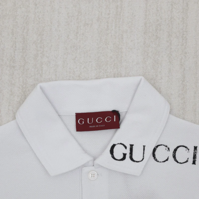 Chic Overlapping Print Polo Shirt