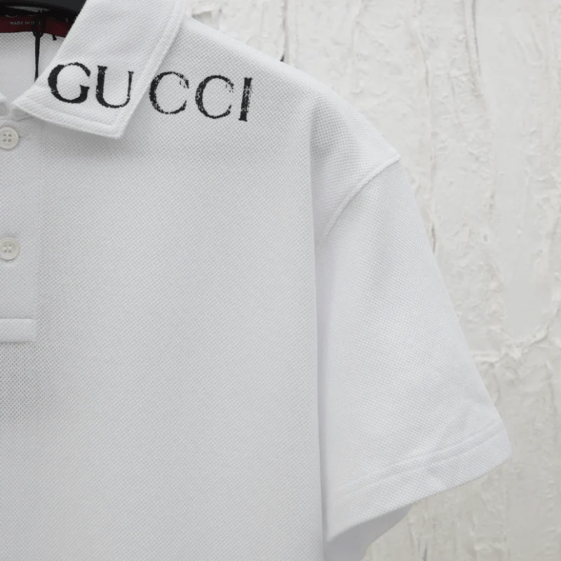 Chic Overlapping Print Polo Shirt