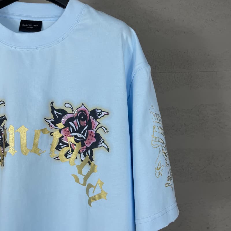 Front & Back Rhinestone Destroyed T-Shirt