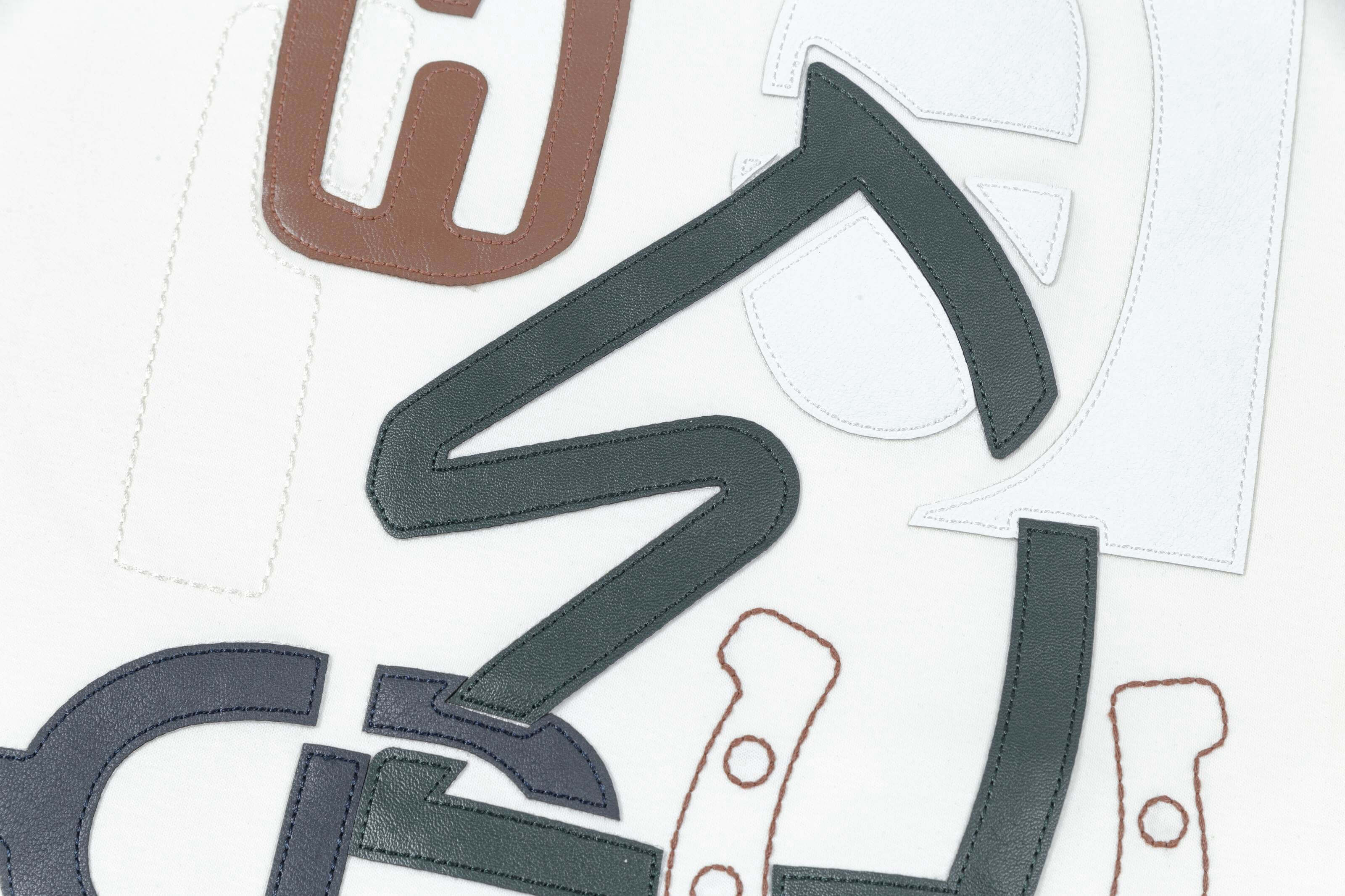 Leather Patch Embroidery T-Shirt