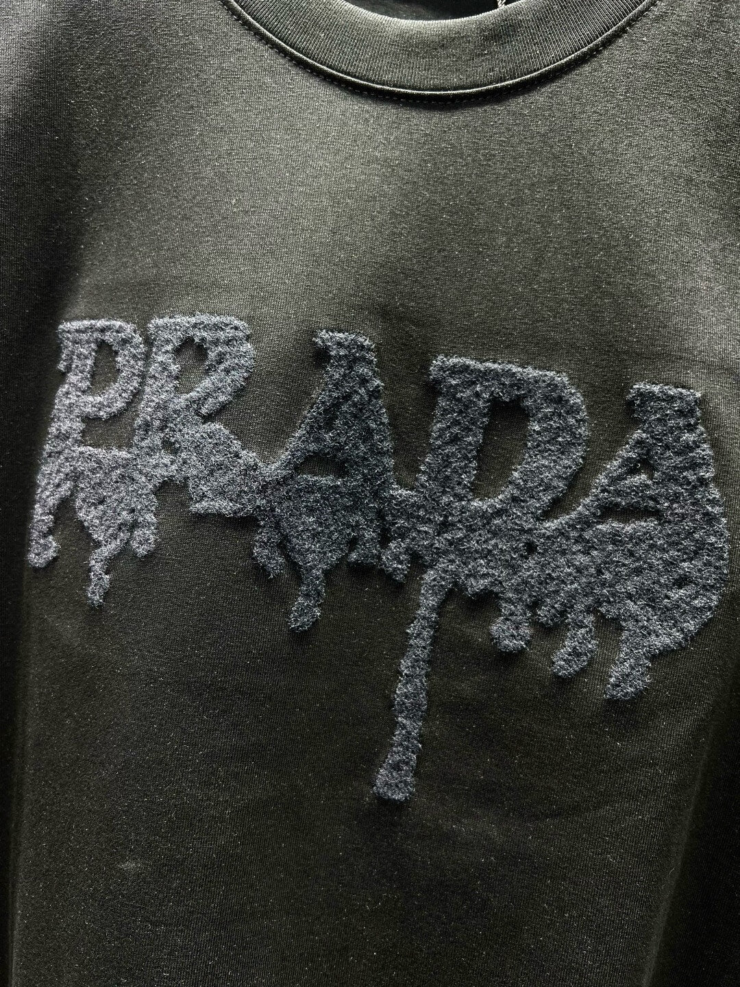 Jacquard Fuzzy Lettering T Shirt