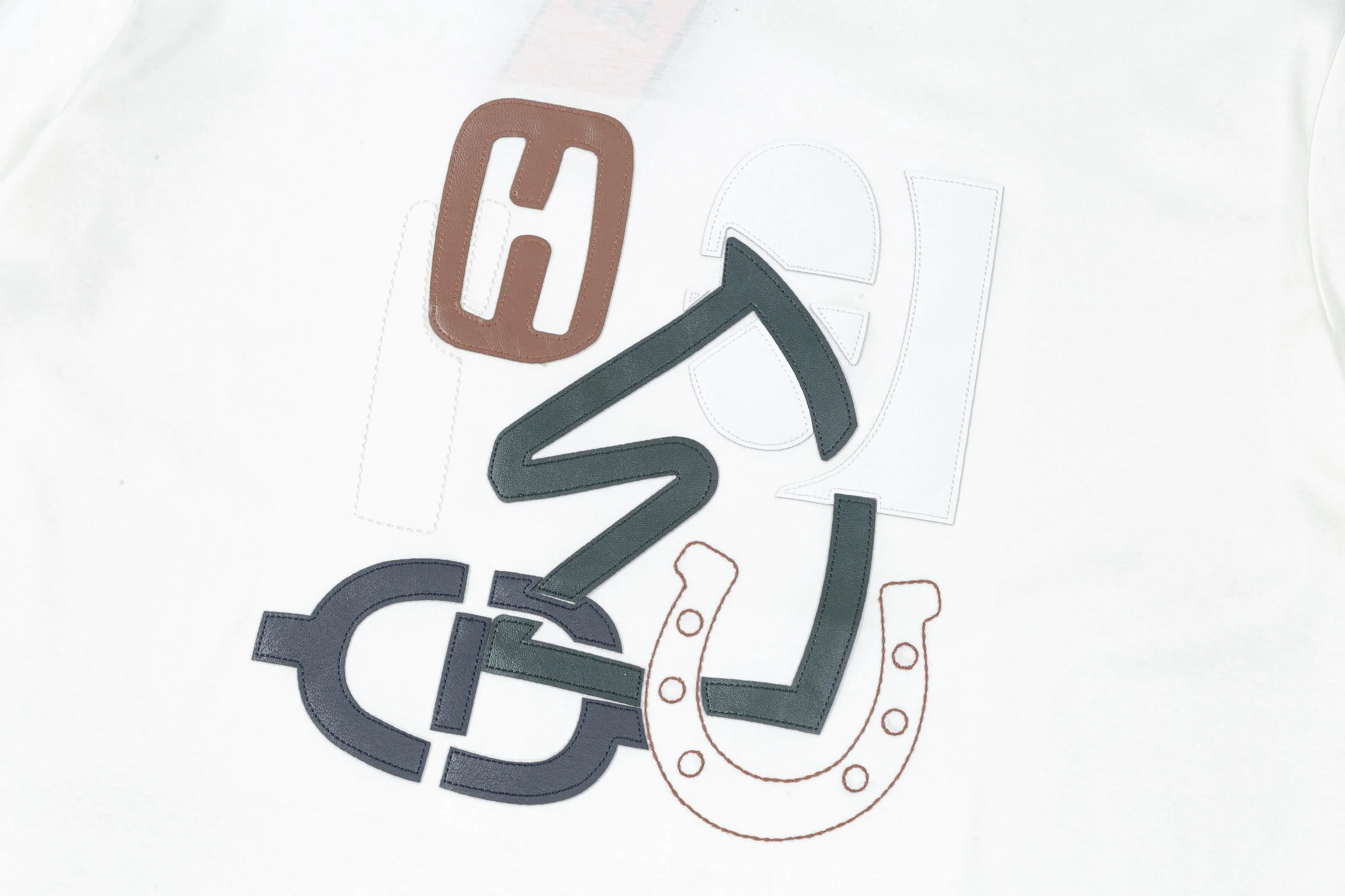 Leather Patch Embroidery T-Shirt