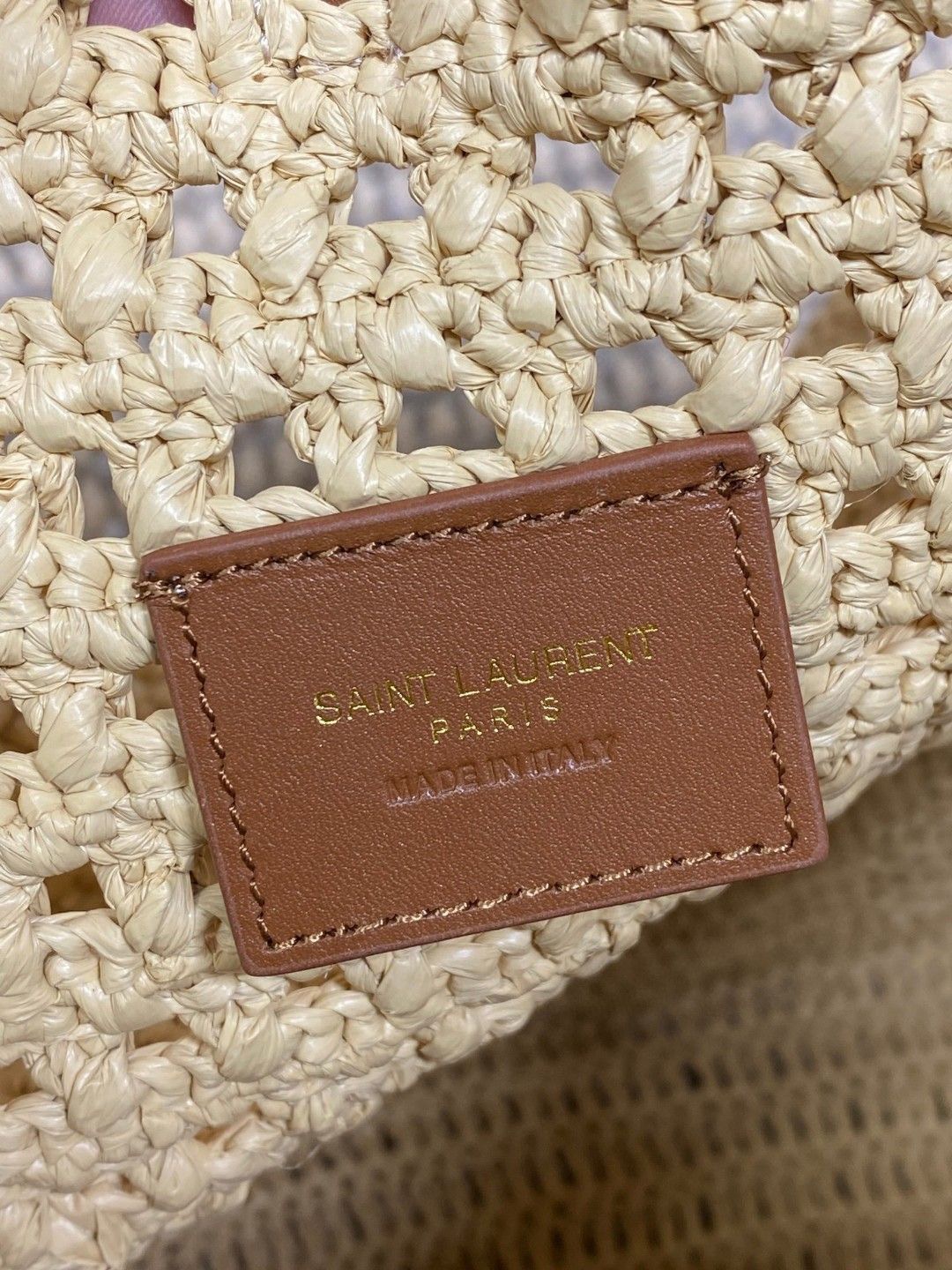 YSL Apricot Braid/Gold Handmade Braided Bag Raffia Braided Style No.: 690941 Size: 30×37×14cm