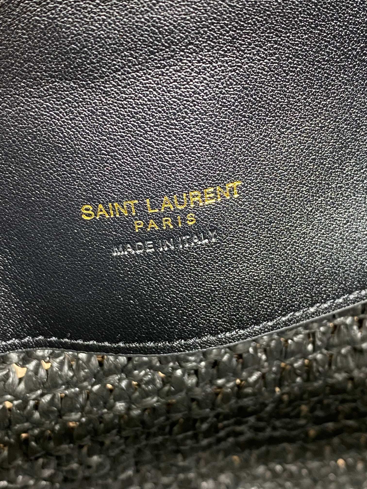 YSL Saint Laurent original leather YSL bucket bag, raffia and vegetable tanned stitching, with adjustable and detachable shoulder strap size 20x25x16cm Code: 742828