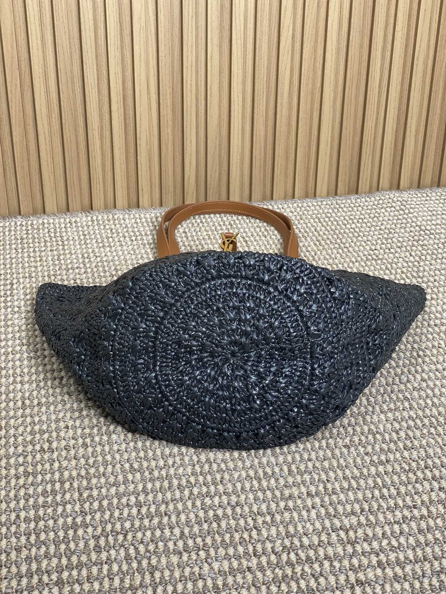 YSL straw tote basket, pure handmade. 685618 Size: 55*31*28cm