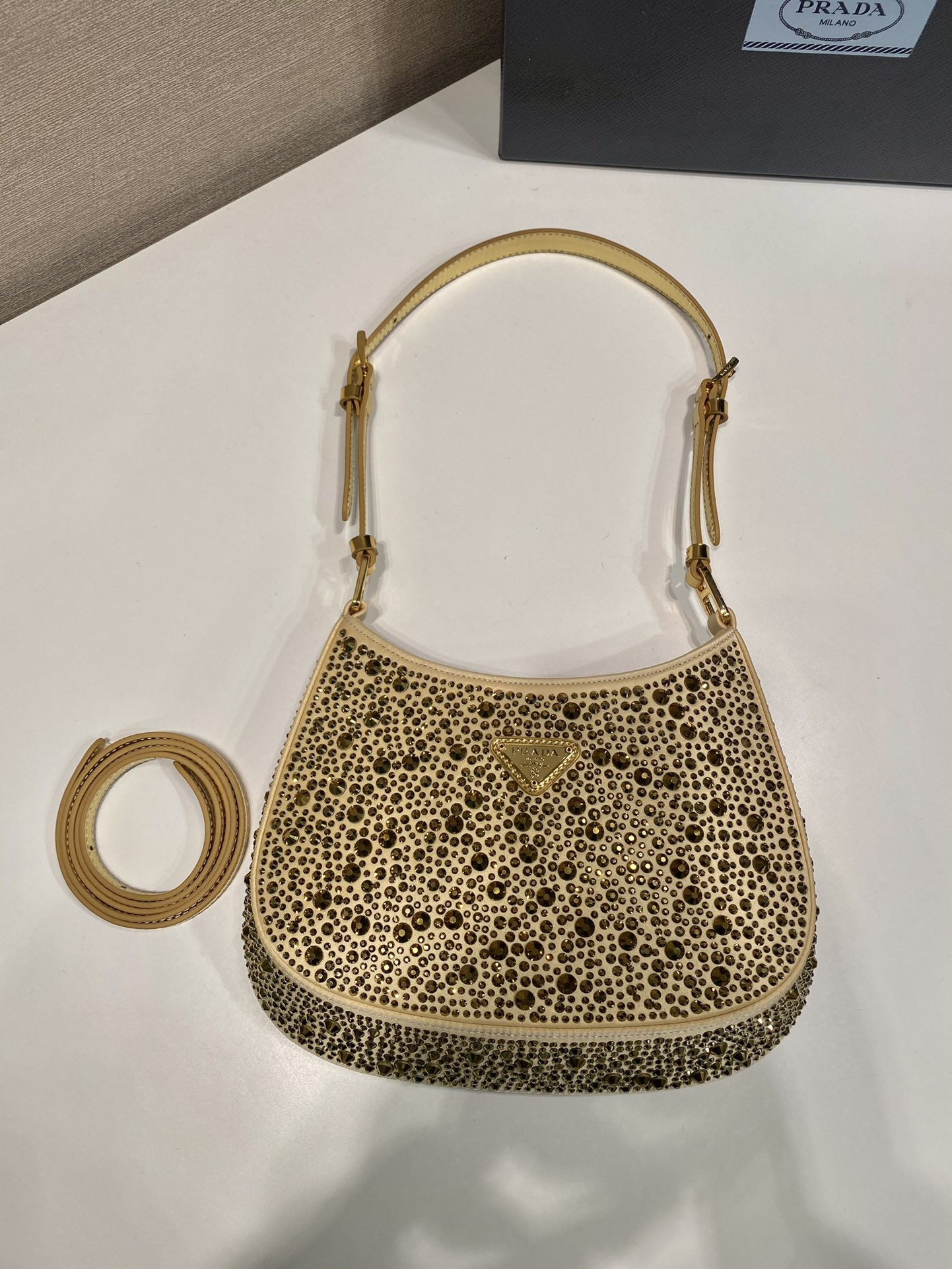 Prada Cleo Satin Bag With Crystals
