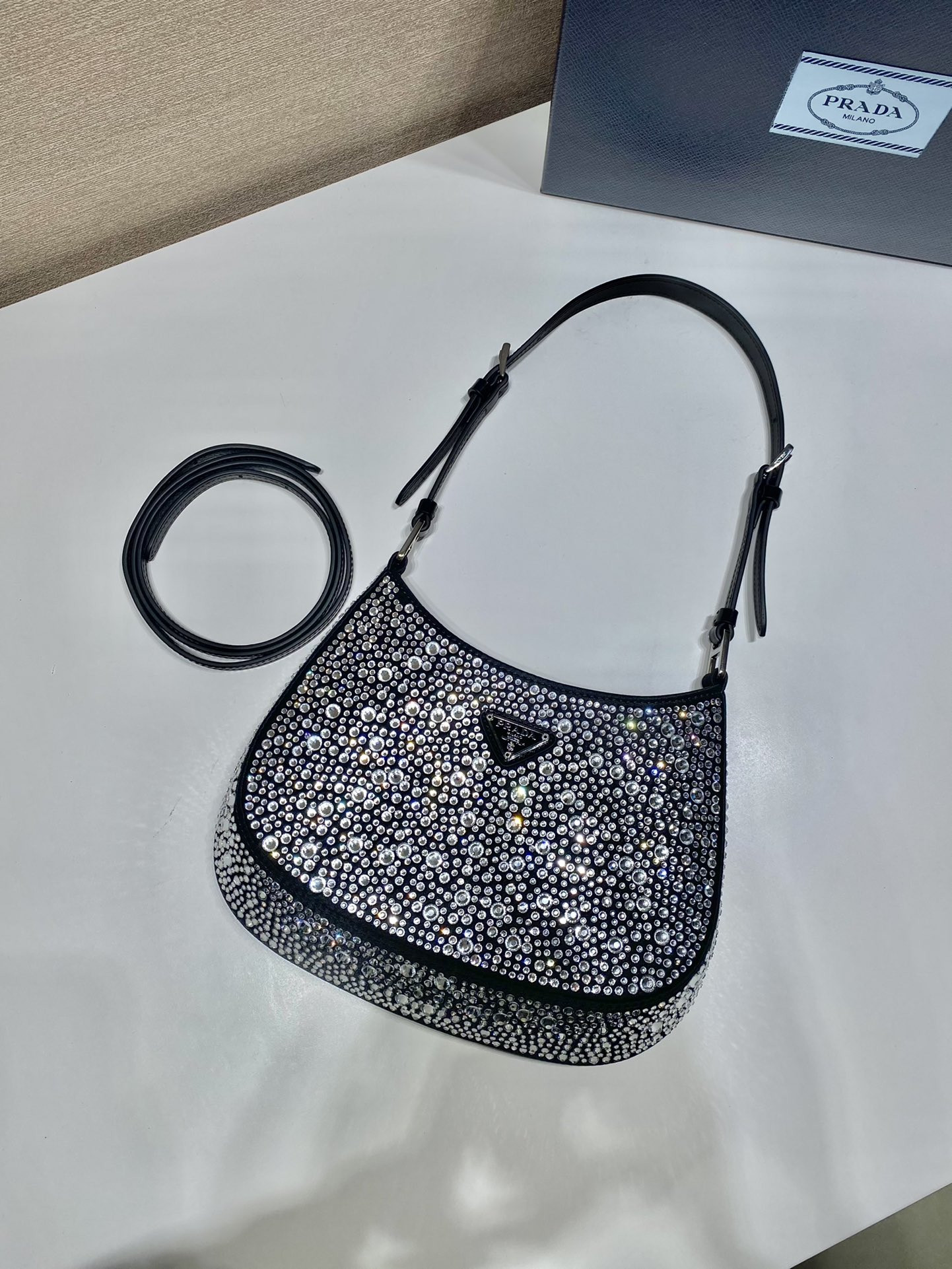 Prada Cleo Satin Bag With Crystals