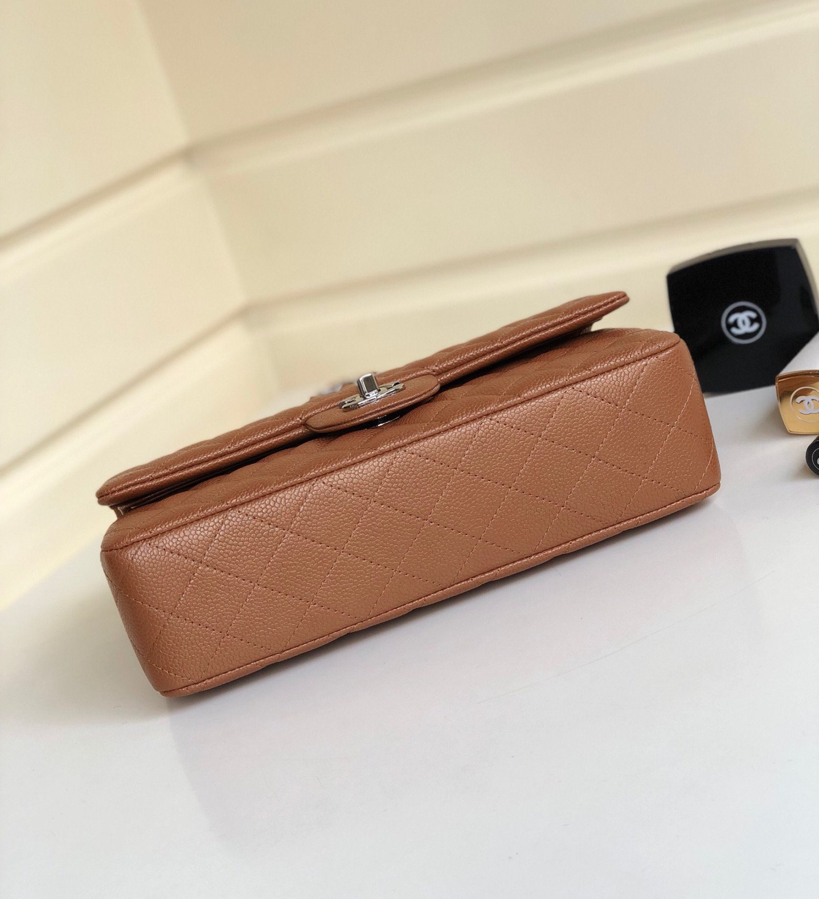 Chanle Classic Double Flap Caviar Silver Hardware