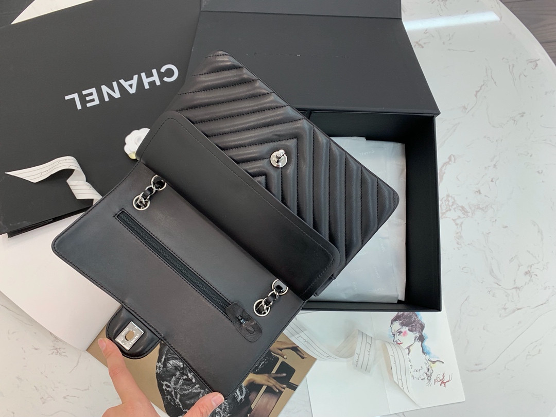 Chanle Classic Flap Bag With Chevron Quilting-lambskin Leather