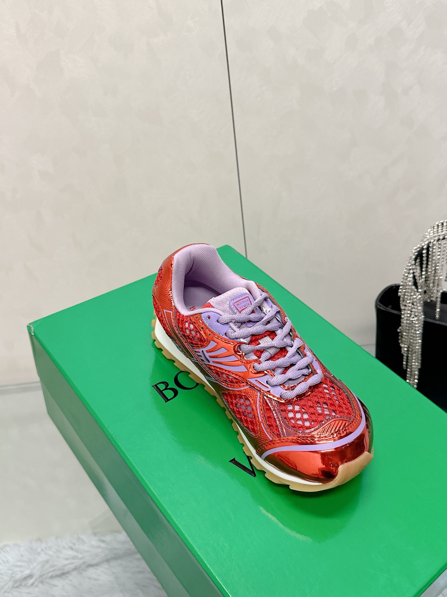 Bottega Veneta Orbit Sneaker Metallic Red/Wisteria